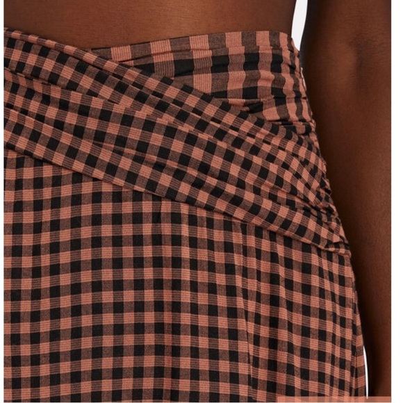 A.L.C. Eden Brown and Black Checked Wrap Midi Skirt Size 4 - Picture 3 of 7